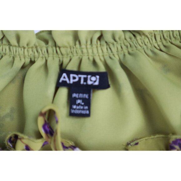 APT9 Mustard -purple Floral with Button Front & Elastic Hem Size PL - Picture 4 of 8